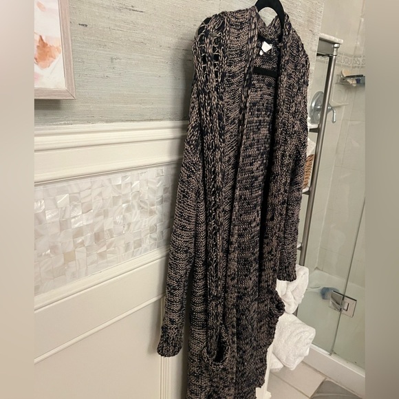 Medium Anthropologie akemi + kin long marled cardigan crochet sweater navy blue - Picture 7 of 16